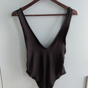 Deep V one piece bathing suit